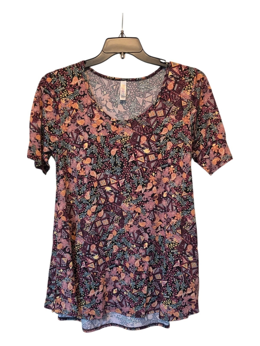 LuLaRoe Scoop Neck Short Sleeve Top - Purple Multi